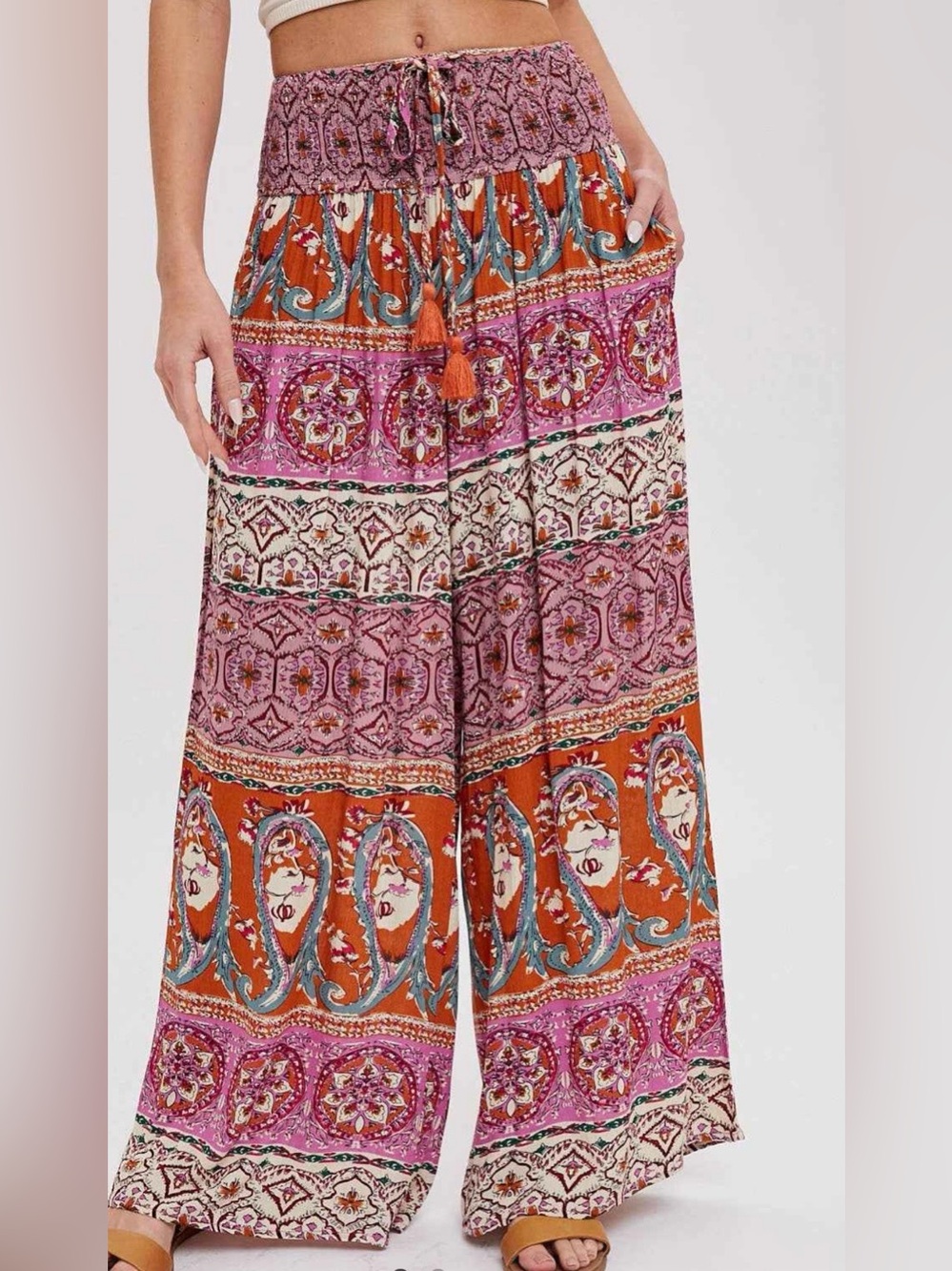 NWOT Bluivy Bohemian Wide | Smocked waist wide Leg pants